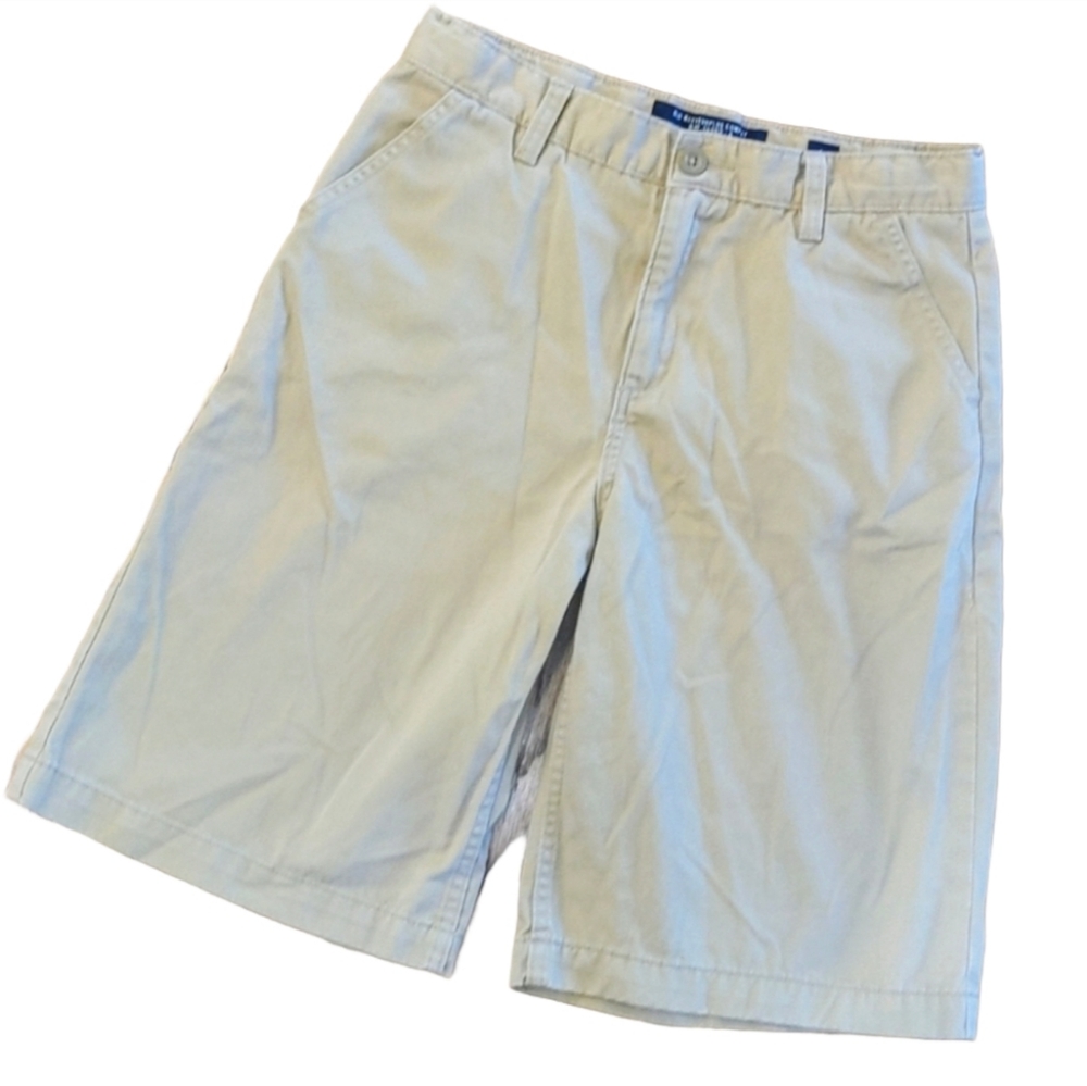 Old Navy Husky Shorts Tan Sz 14 Flat Front
